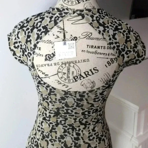 Zara Black and Cream Midi Dress - Picture 7 of 8